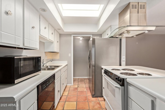 8328 E Chaparral Rd, Scottsdale, AZ 85250 - kitchen featuring island range hood, white electric range oven, dishwasher, a sink, and light countertops