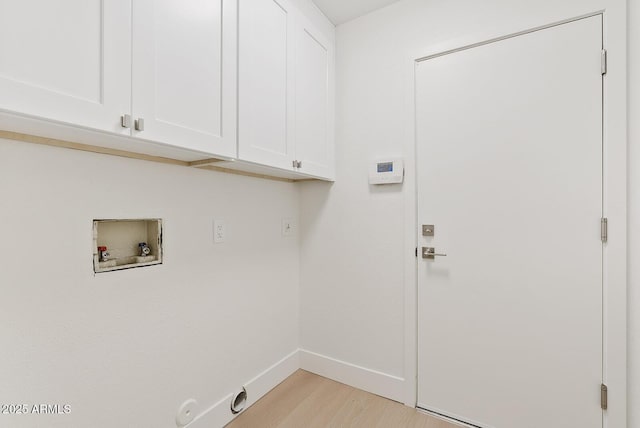 732 W Sagebrush St, Gilbert, AZ 85233 - laundry room featuring cabinet space, washer hookup, light wood finished floors, and baseboards