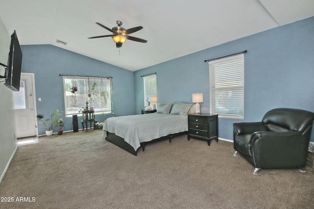 927 N Somerset Cir, Mesa, AZ 85205 - carpeted bedroom featuring lofted ceiling and a ceiling fan