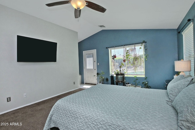927 N Somerset Cir, Mesa, AZ 85205 - carpeted bedroom with lofted ceiling and a ceiling fan