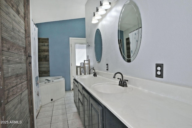 927 N Somerset Cir, Mesa, AZ 85205 - full bathroom with double vanity, tile patterned floors, and a garden tub