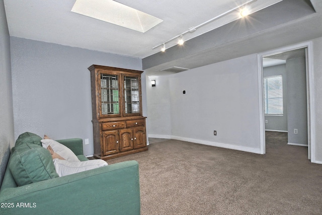 927 N Somerset Cir, Mesa, AZ 85205 - sitting room featuring a skylight, carpet floors, and rail lighting