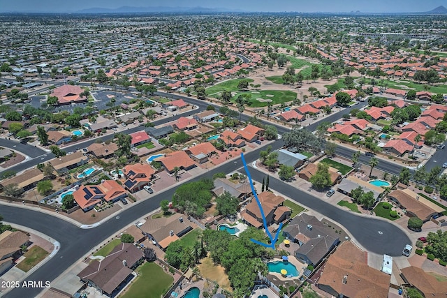 927 N Somerset Cir, Mesa, AZ 85205 - aerial view of property's location featuring nearby suburban area and a pool area