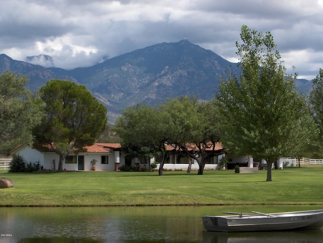 mountain view with a water view