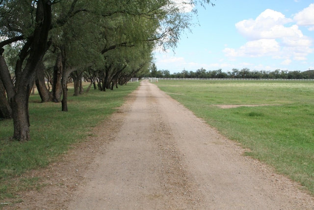 view of street featuring a rural view