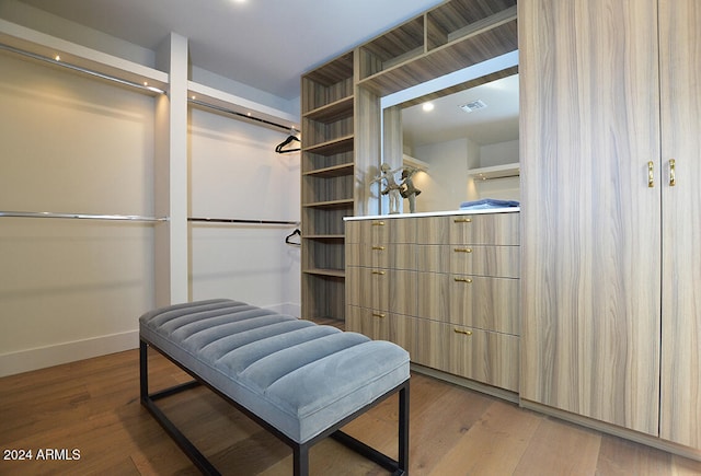 spacious closet with hardwood / wood-style flooring