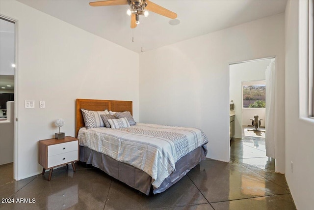 bedroom featuring ceiling fan