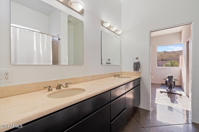 bathroom featuring vanity and walk in shower