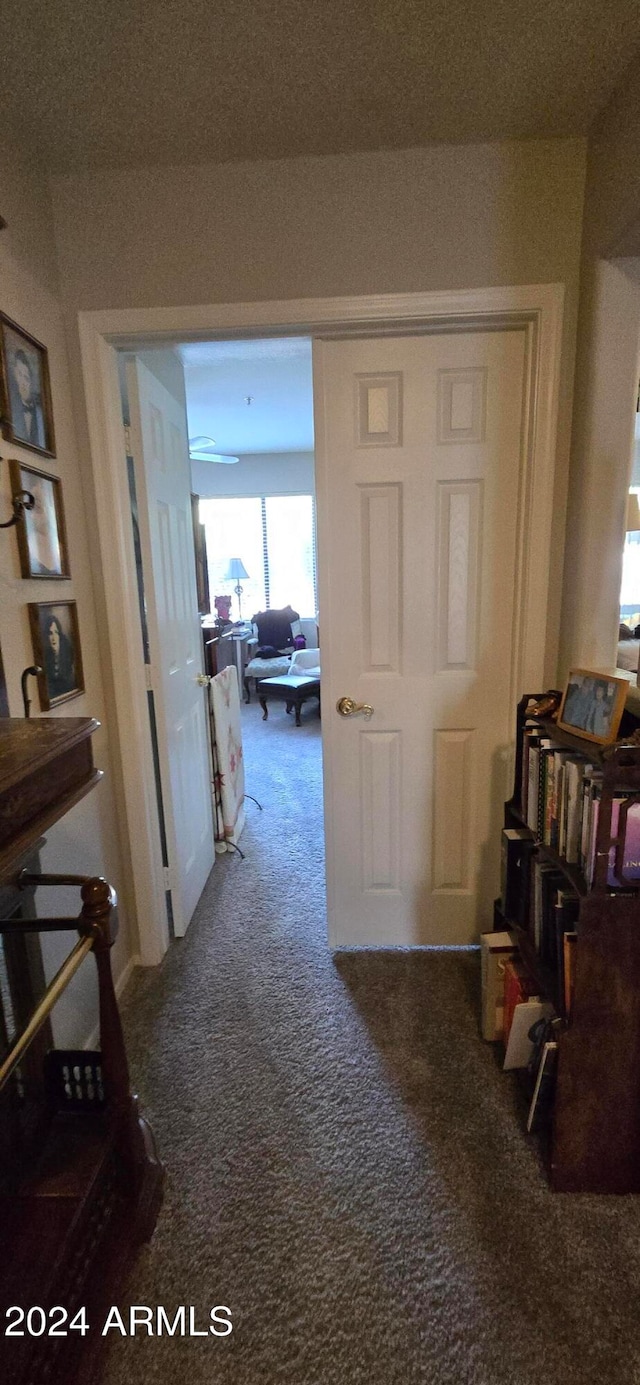 hallway featuring carpet flooring