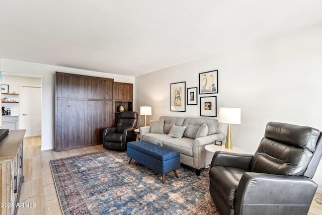 living room featuring light wood-type flooring