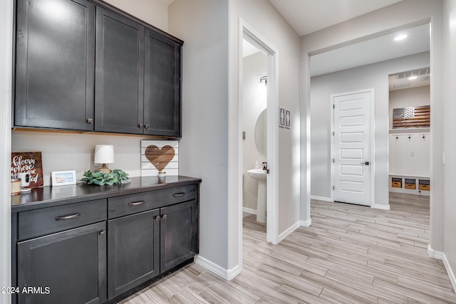 interior space with light hardwood / wood-style flooring