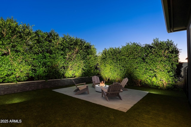 view of patio / terrace with a fire pit