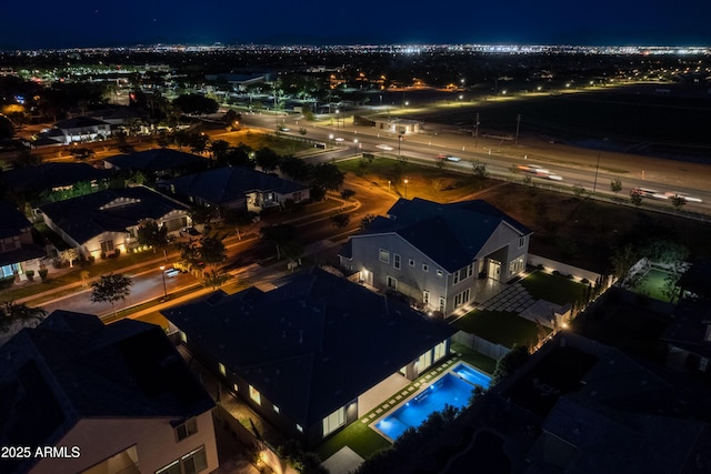 view of aerial view at twilight