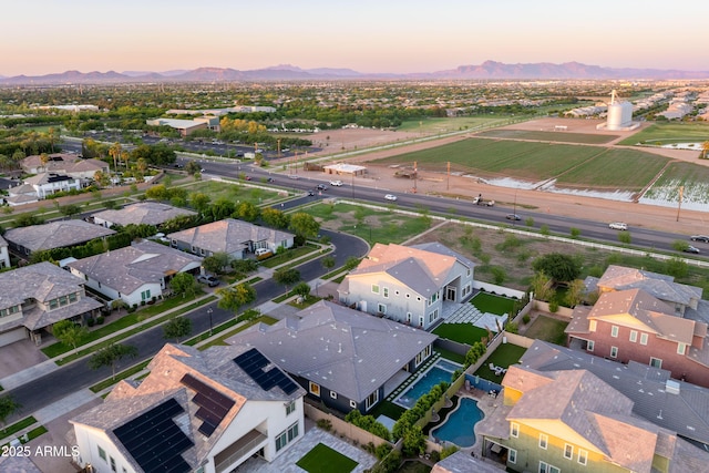 bird's eye view with a mountain view and a residential view