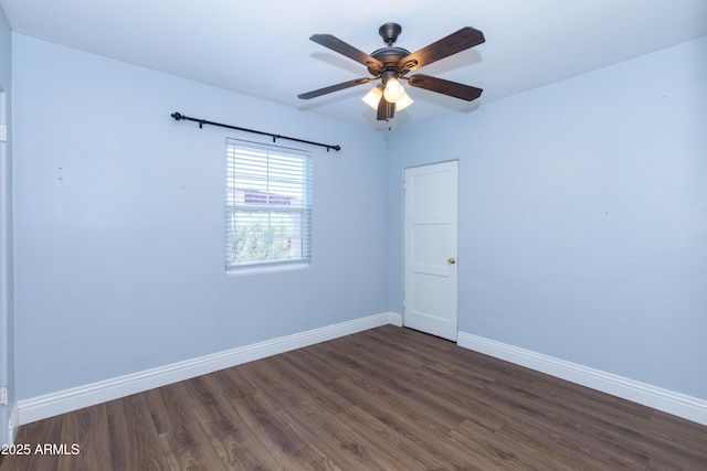 1006 S Una Ave, Tempe, AZ 85281 - unfurnished room with dark wood-style floors and ceiling fan