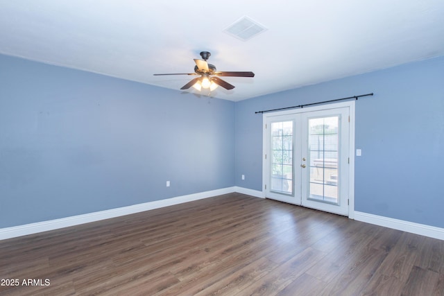 1006 S Una Ave, Tempe, AZ 85281 - empty room featuring french doors, dark wood-style floors, and a ceiling fan