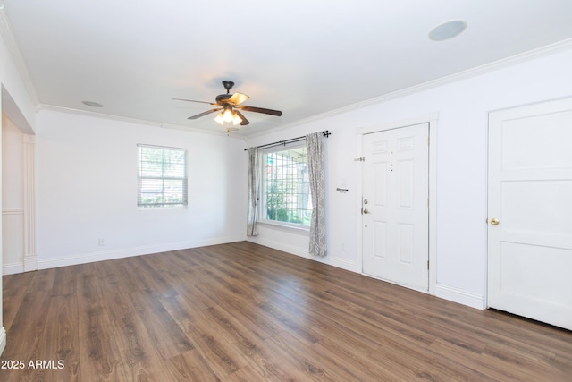 1006 S Una Ave, Tempe, AZ 85281 - foyer with a ceiling fan, crown molding, and wood finished floors