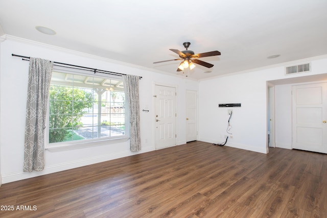 1006 S Una Ave, Tempe, AZ 85281 - entryway featuring a ceiling fan, ornamental molding, and dark wood-type flooring