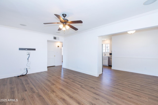 1006 S Una Ave, Tempe, AZ 85281 - spare room featuring a ceiling fan, wood finished floors, and crown molding