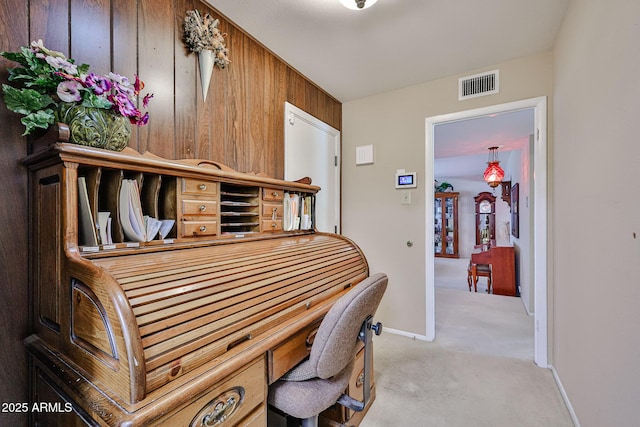 5349 W Acapulco Ln, Glendale, AZ 85306 - carpeted home office featuring baseboards and wood walls