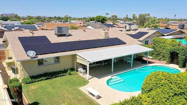 5349 W Acapulco Ln, Glendale, AZ 85306 - swimming pool featuring a residential view, a patio area, and a lawn