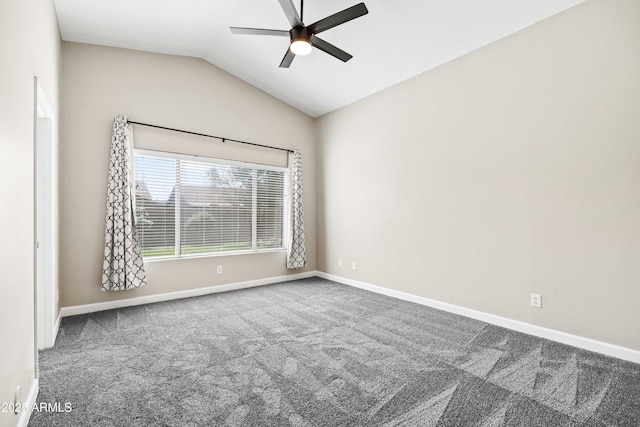 16424 S 46th Way, Phoenix, AZ 85048 - spare room with a ceiling fan, carpet flooring, lofted ceiling, and baseboards