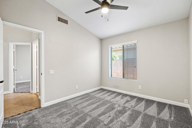 16424 S 46th Way, Phoenix, AZ 85048 - unfurnished room featuring carpet floors, ceiling fan, lofted ceiling, and baseboards