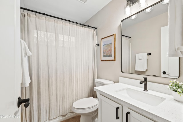 16424 S 46th Way, Phoenix, AZ 85048 - full bathroom with vanity, toilet, tile patterned floors, and a shower with shower curtain
