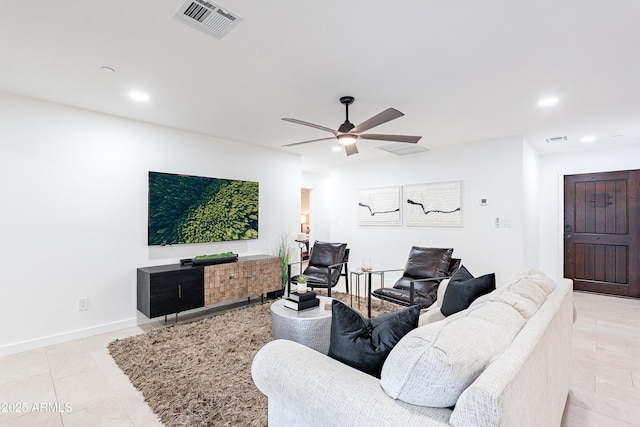 2942 N 81st Pl, Scottsdale, AZ 85251 - tiled living room featuring ceiling fan