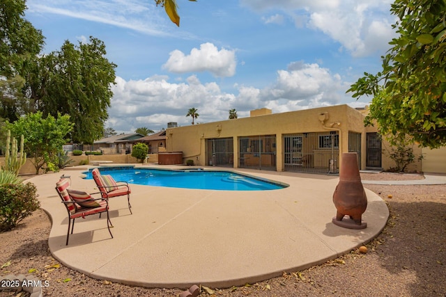 7252 E Edgewood Ave, Mesa, AZ 85208 - view of swimming pool with fence, a patio, and a fenced in pool