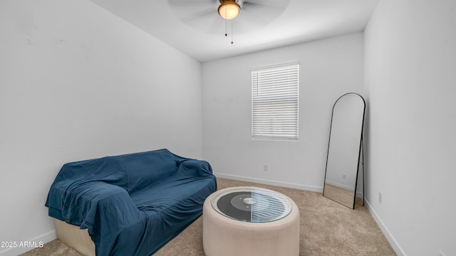 3117 E Hayfield Way, San Tan Valley, AZ 85140 - living area featuring a ceiling fan, carpet flooring, and baseboards