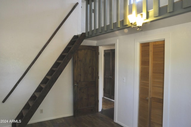 staircase featuring hardwood / wood-style floors