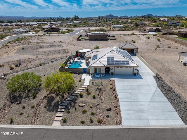 965 Calle Azul, Wickenburg, AZ 85390 - aerial perspective of suburban area with a mountain backdrop and a pool area