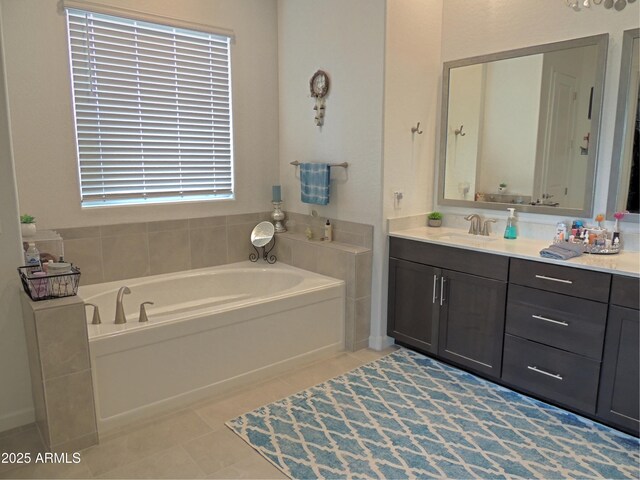 21696 E Arroyo Verde Dr, Queen Creek, AZ 85142 - full bathroom with tile patterned floors, vanity, and a bath