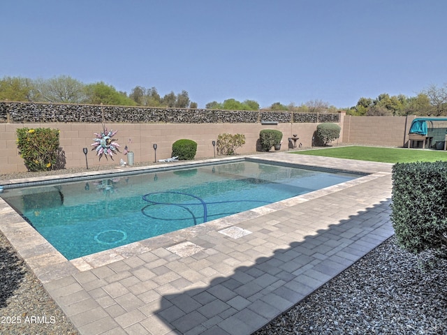 21696 E Arroyo Verde Dr, Queen Creek, AZ 85142 - view of pool with a patio, a fenced backyard, and a fenced in pool
