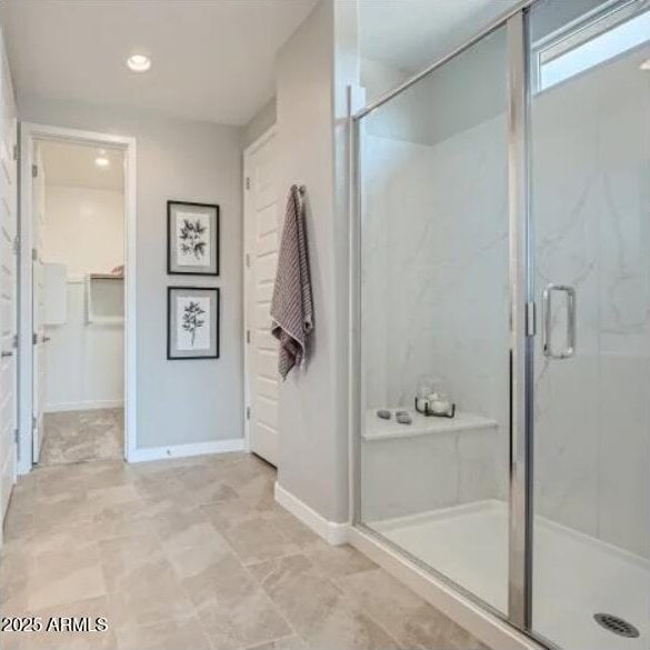 23081 E Saddle Way, Queen Creek, AZ 85142 - full bath featuring a shower stall, recessed lighting, and baseboards