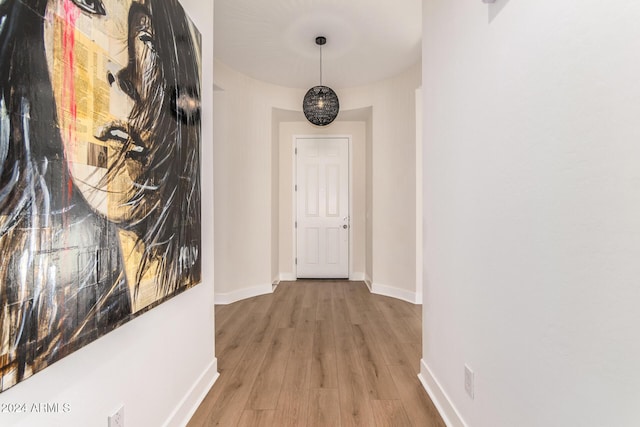 hallway featuring wood-type flooring