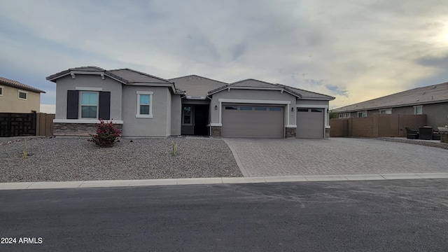 view of front of house with a garage