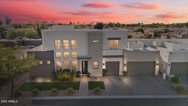 contemporary home featuring a garage