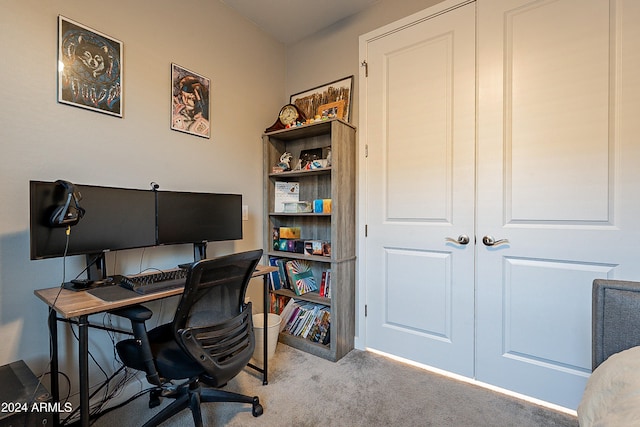 view of carpeted home office