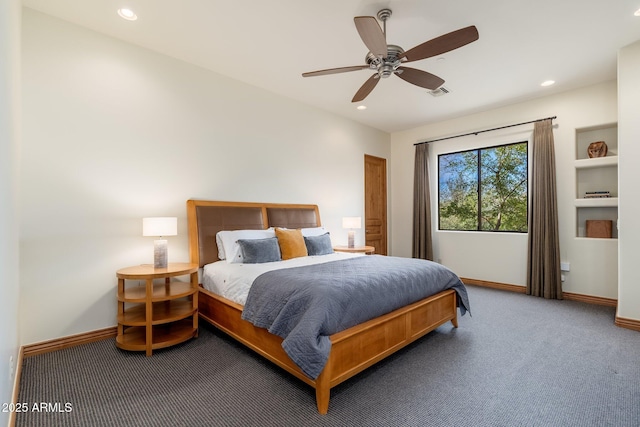 10267 E Cinder Cone Trl, Scottsdale, AZ 85262 - carpeted bedroom featuring baseboards, recessed lighting, and ceiling fan
