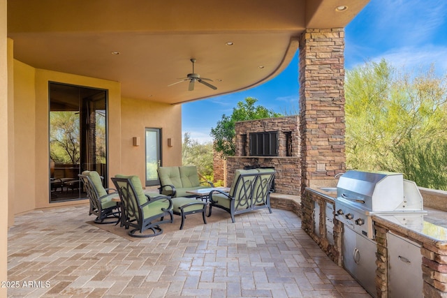 10267 E Cinder Cone Trl, Scottsdale, AZ 85262 - view of patio with outdoor lounge area and ceiling fan