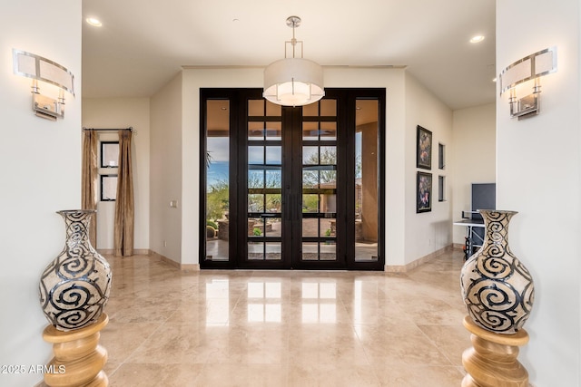 10267 E Cinder Cone Trl, Scottsdale, AZ 85262 - foyer entrance featuring french doors, baseboards, and recessed lighting