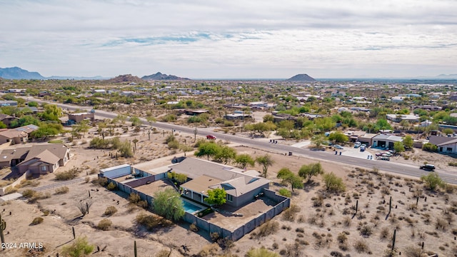 bird's eye view with a mountain view