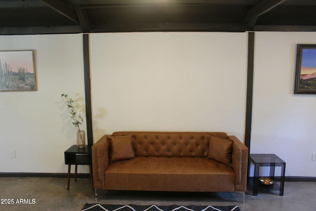 sitting room with concrete floors