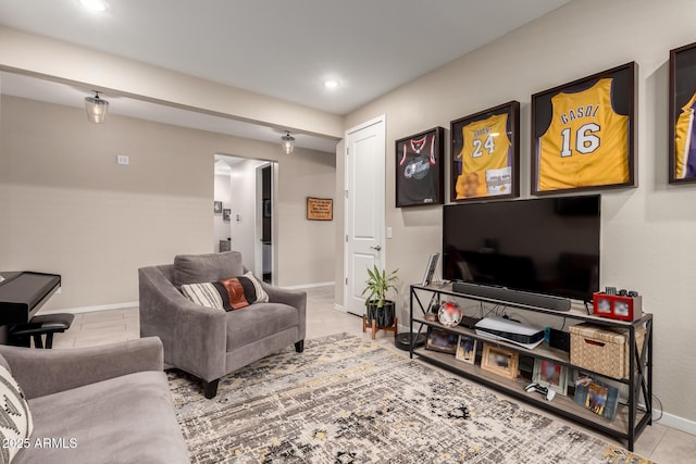 2229 N 139th Dr, Goodyear, AZ 85395 - living room with baseboards, recessed lighting, and tile patterned floors