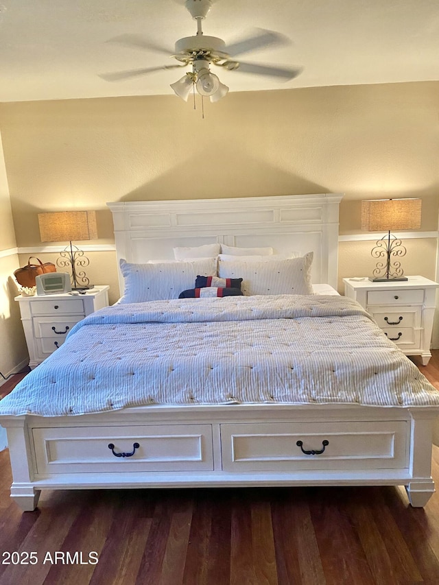 1314 S Bridgegate Dr, Gilbert, AZ 85296 - bedroom featuring wood finished floors and a ceiling fan