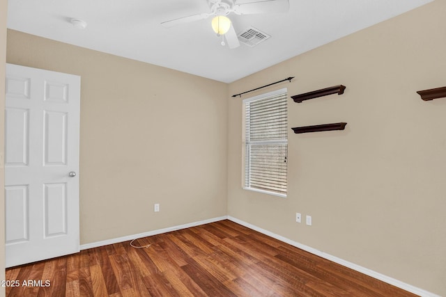 1314 S Bridgegate Dr, Gilbert, AZ 85296 - spare room featuring a ceiling fan, wood finished floors, and baseboards