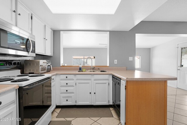 1604 W Kerry Ln, Phoenix, AZ 85027 - kitchen featuring a sink, stainless steel microwave, range with electric stovetop, a peninsula, and a healthy amount of sunlight