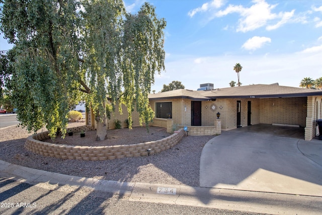 ranch-style house featuring a carport and driveway